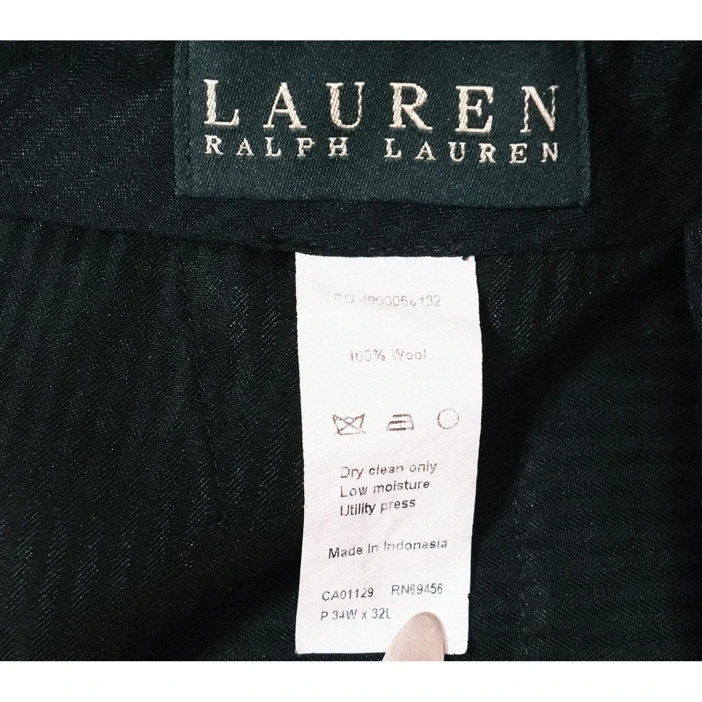 Lauren Ralph Lauren Mens Gray  Blue Plaid Wool Straight Leg Slacks